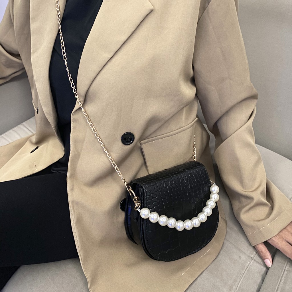 Sling bag Croco Pearl - Tas Selempang Wanita Rantai