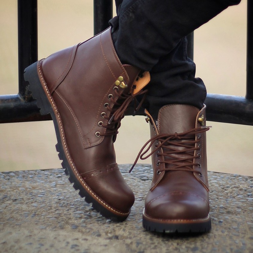 ARPEGIO BROWN |FORIND x Reyl| Sepatu Kulit Asli Safety Boot Vintage Klasik Besi Original Footwear