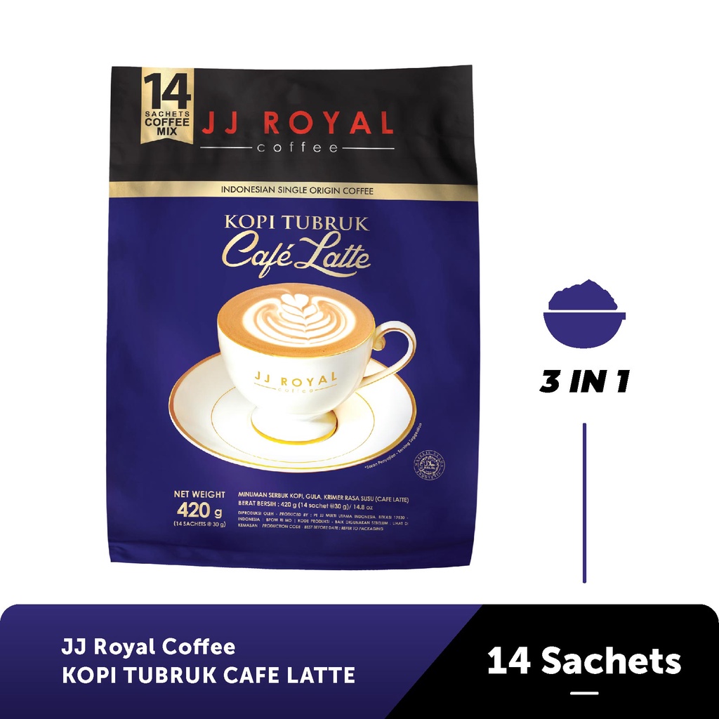 JJ Royal Kopi Tubruk Cafe Latte Bulk Bag 14 Sachets - 14x20gr