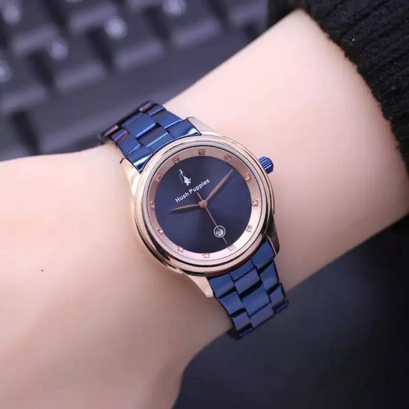 Jam Tangan Wanita Tanggal Aktif Hush Puppies Diamond Strap stainlist HP-9651