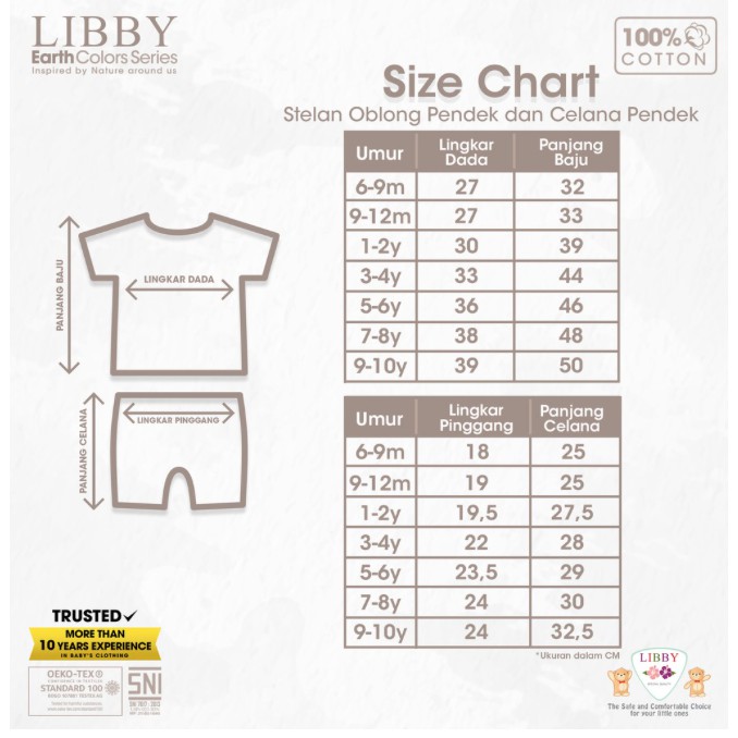 LIBBY BABY EARTH COLORS SERIES Setelan Oblong Pendek + Celana Pendek