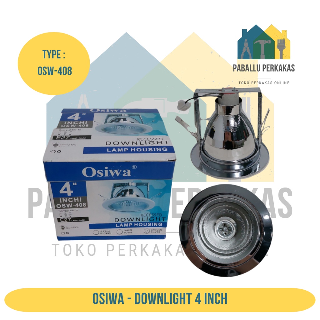 Fitting / Kap Lampu Downlight Tanam Osiwa 4 inch Chrome Silver SNI