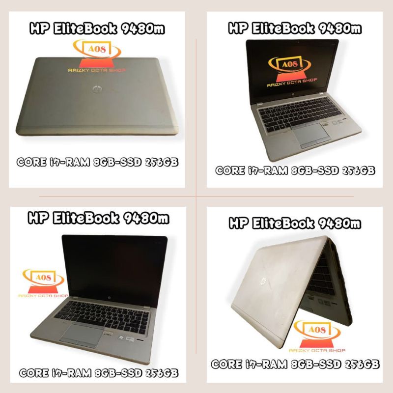 LAPTOP HP EliteBook 9480m Gen 4 Core I7 ram 8GB SSD 256GB SLIM Ultrabook Murah abis