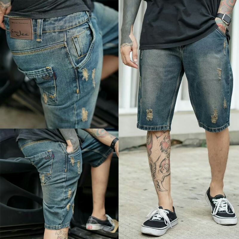 Celana Jeans Pendek Pria Sobek JEANS ORIGINAL Murah Berkualitas