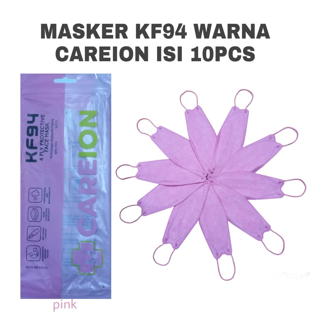 MASKER KF94 CAREION MASKER KF 94 MASKER KOREA 4PLY ISI 10pc - WARNA