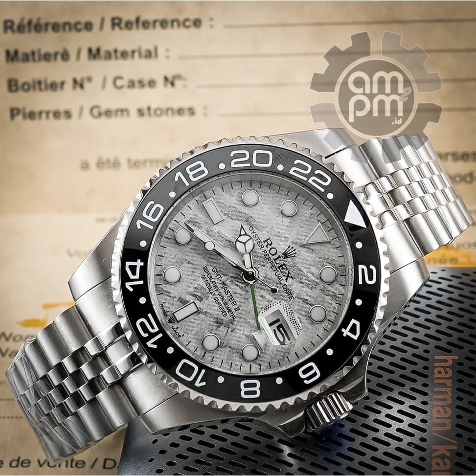 JAM TANGAN ROLEX GMT MASTER II AUTOMATIC METEORITE DIAL STEEL BLACK