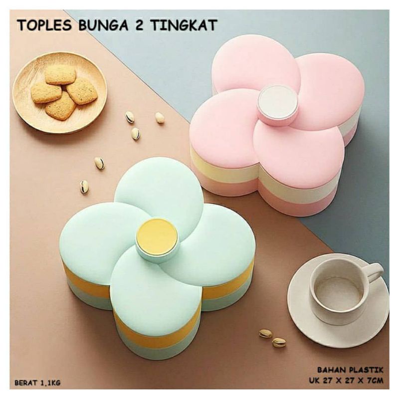 toples bunga susun 2 tempat kue tempat snack tempat makanan
