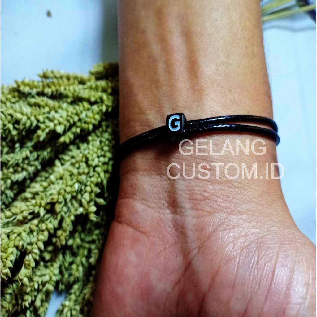GELANG INISIAL A-S DADU HITAM GELANG TERMURAH GELANG PRIA GELANG WANITA COD