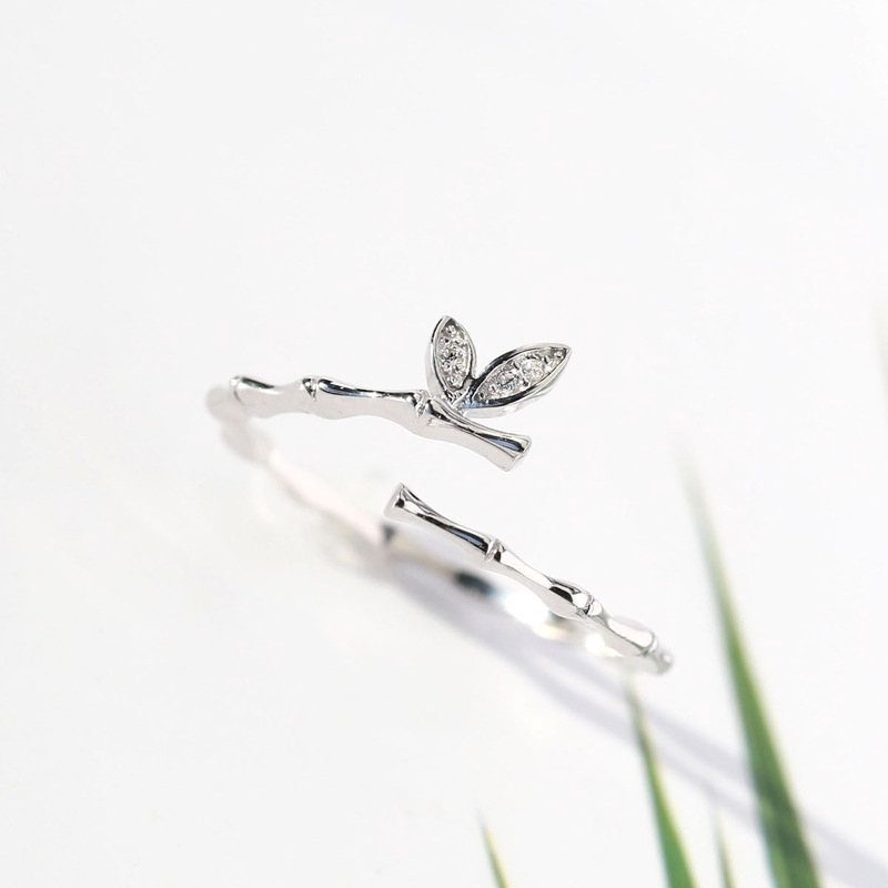 Cincin Kasual Ring Kuncup Bambu Zirkon Pembukaan Disesuaikan Wanita Perhiasan Rings Women Jewelry