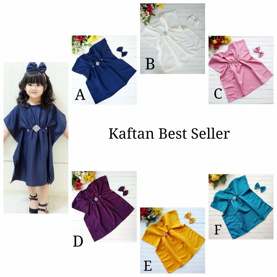 Kaftan Anak Perempuan Utk Sekitar Usia Umur 1 - 8 Tahun Set Bandana