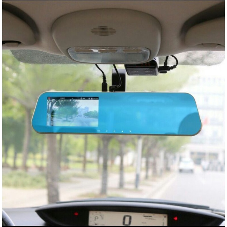 Kaca Spion DVR Dual Kamera 1080P 4.3 Inch Kamera Mobil Kamera Mundur CCTV Mobil