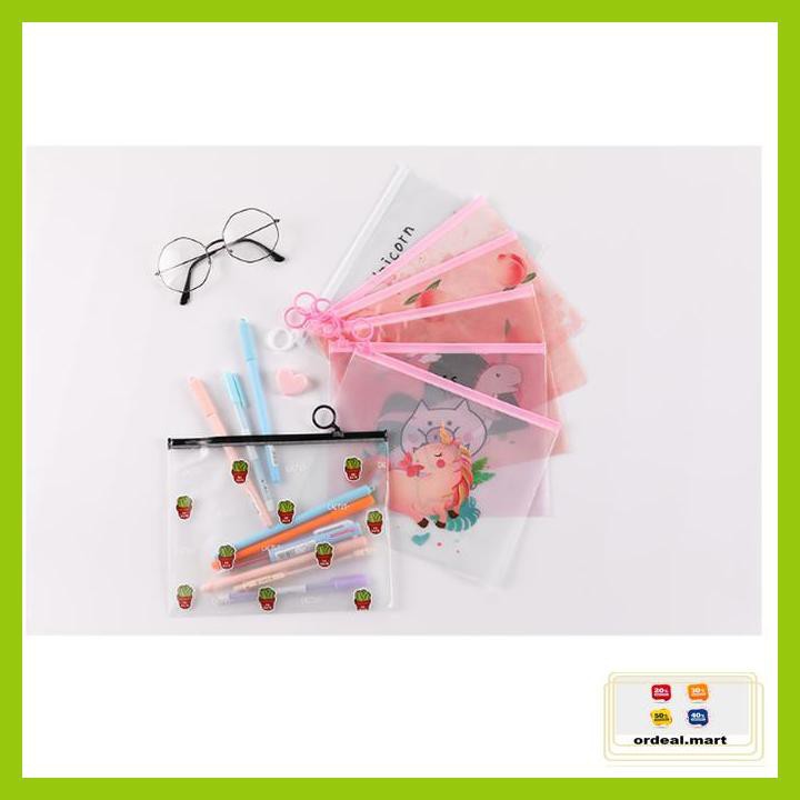 

D6Sdyr6- Tempat Pensil Kosmetik Zipper Bag Pouch Transparan Lucu - Unicorn Putih 8Gitd689-