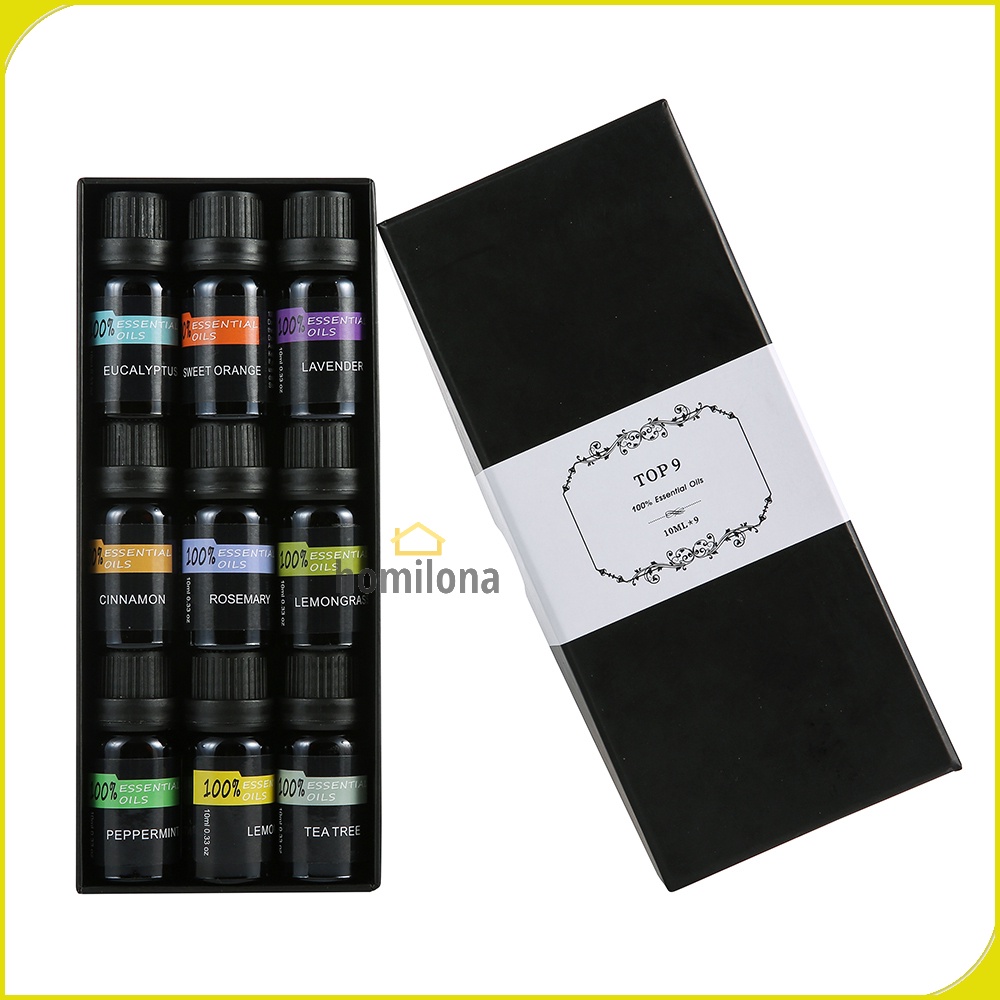 Minyak Aromaterapi Diffuser Paket 9 botol 10ml - Eighteen TOP9 / Pengharum Ruangan Essensial Murni Pure Essential Oil Aromatherapy Fragrance Gift Set for Humidifier