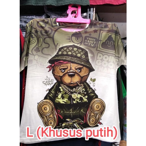 Kaos distro fullprint lengan pendek Teddy bear grind mode