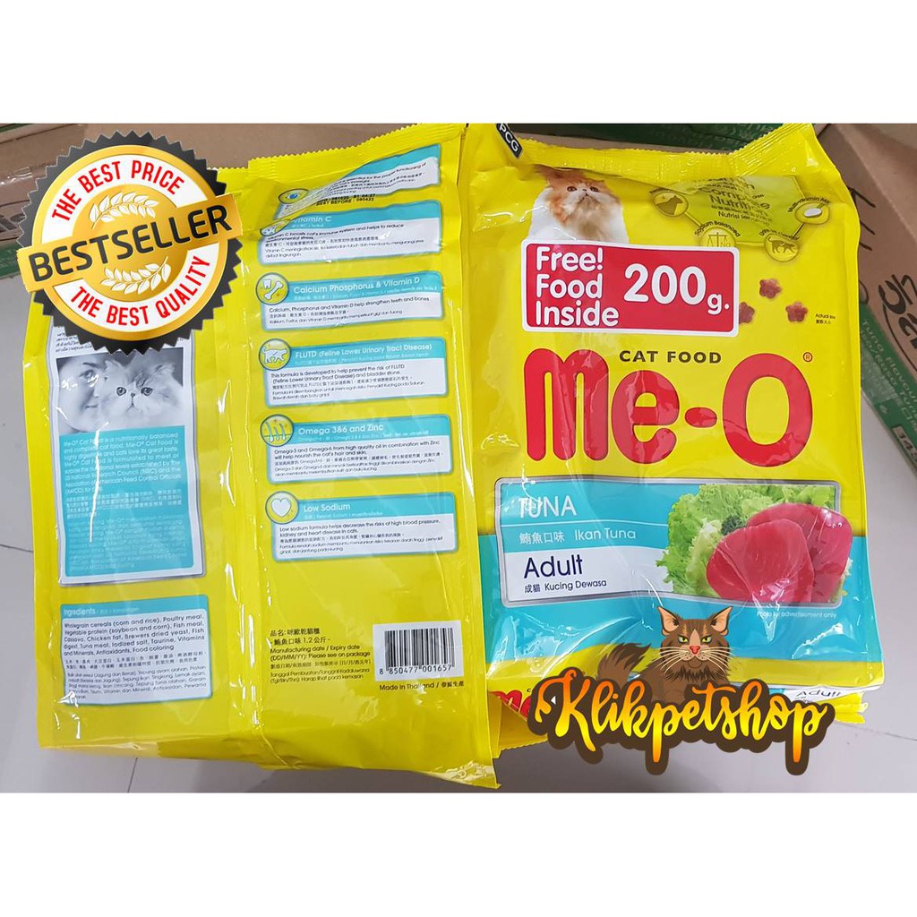 Makanan Kucing MEO Dewasa 1 kg Bonus 200 Gram Kemasan Fresh pack