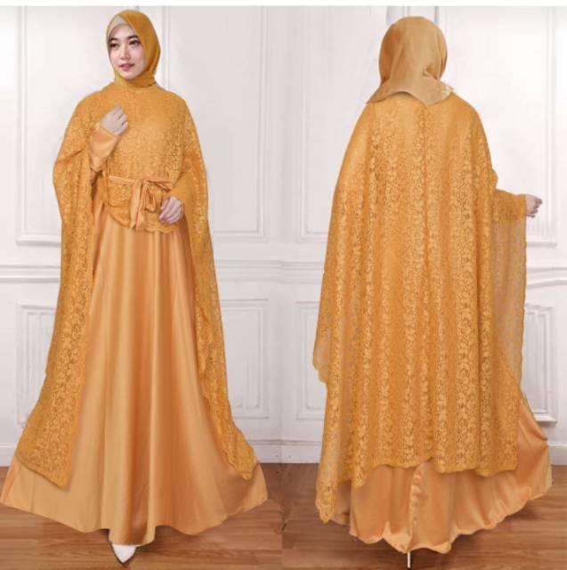 Zalina Maxi Cape Brukat Premium Fashion Muslim Wanita