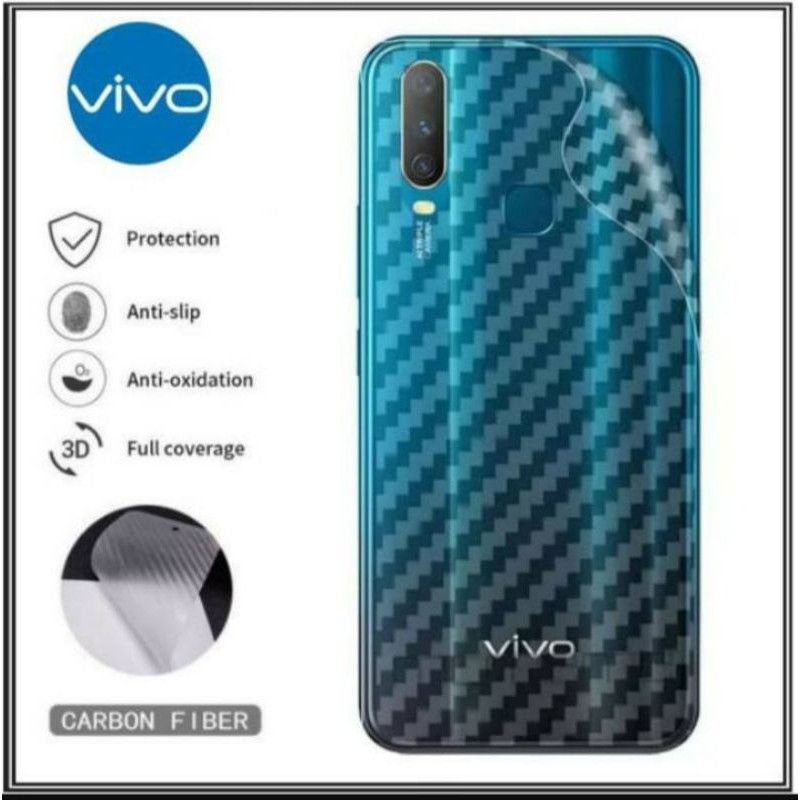 0Skin / Garskin / Sticker / Anti Jamur type hp, VIVO Y12/Y15/Y17 Carbon Fiber Pelindung belakang hp anda dari kotoran yang bisa membuat rusak belakang hp anda,,