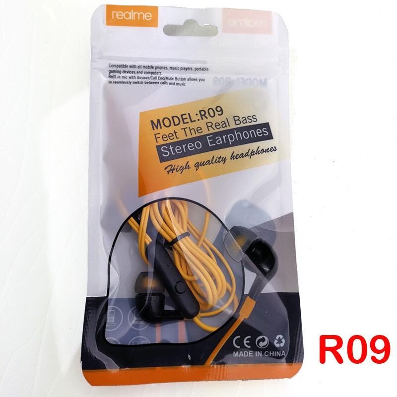 Headset Realme R09 Earphone Super Bass Stereo Earphones