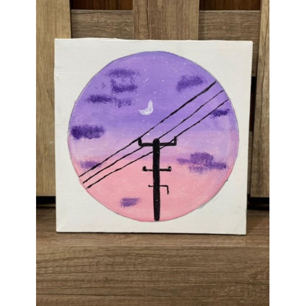 LUKISAN CANVAS PEMAMDANGAN SENJA AESTHETIC DEKORASI 25x25CM PAINTING