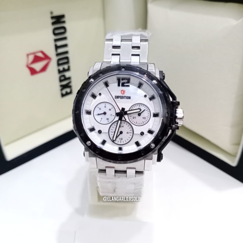 JAM TANGAN WANITA EXPEDITION E6402B SILVER BLACK ORIGINAL