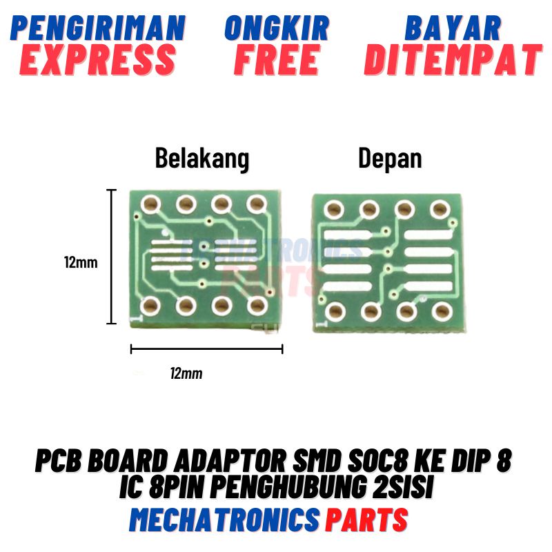 [DEV-9469] PCB BOARD ADAPTOR SMD SOC8 KE DIP 8 IC 8PIN PENGHUBUNG 2SISI