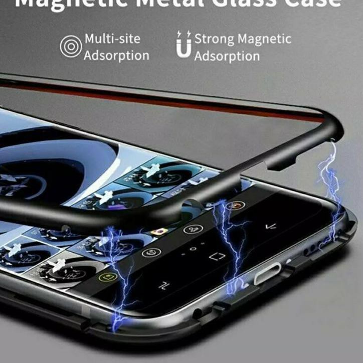 Case Oppo Reno 4F A93 Magnetic Glass Magnetik Magnet Metal Kaca Tempered Casing Reno4 F Hard 360 ✔