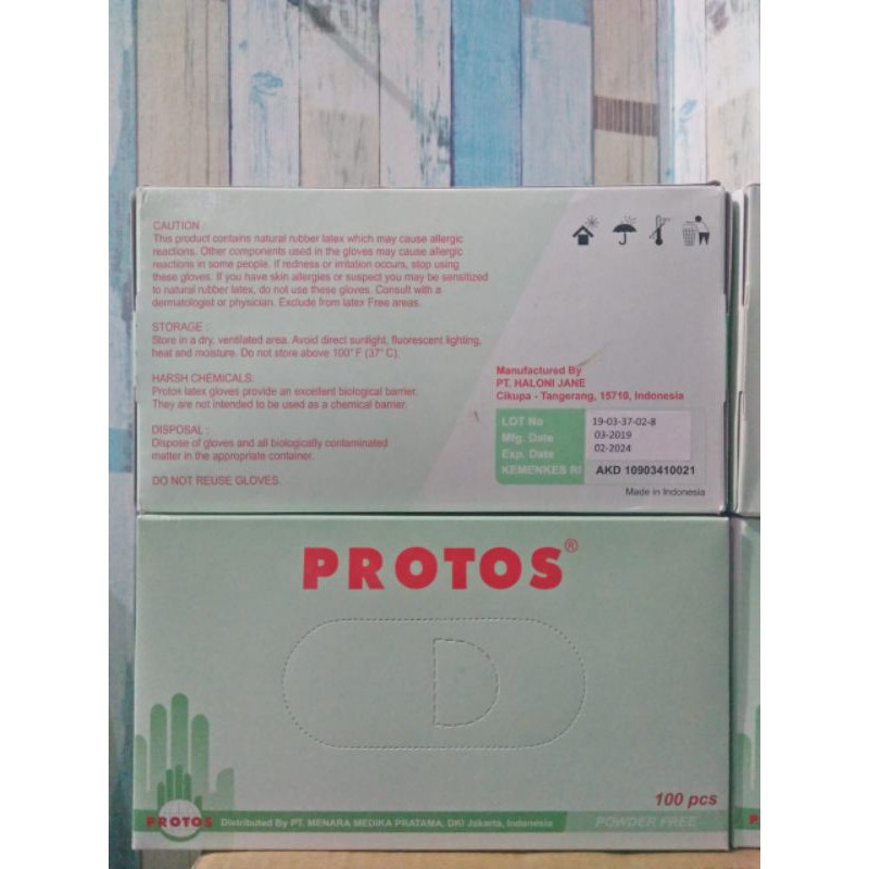 Sarung Tangan/ Handscoon Latex Free Powder merek Protos size M isi 100/box