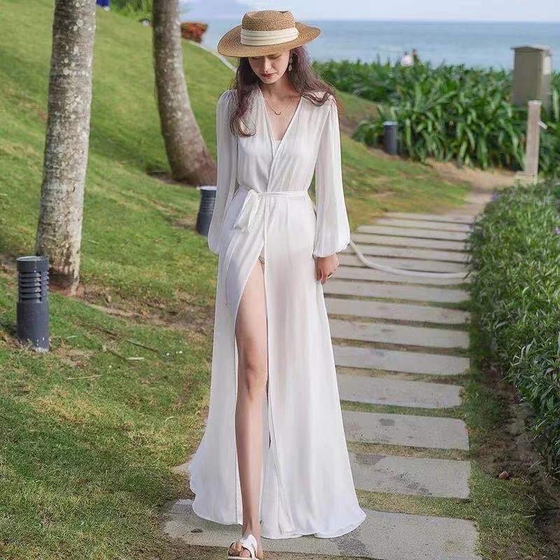 Cardigan Kimono White Outer | Outer Pantai | Dress Pantai | Summer Outer
