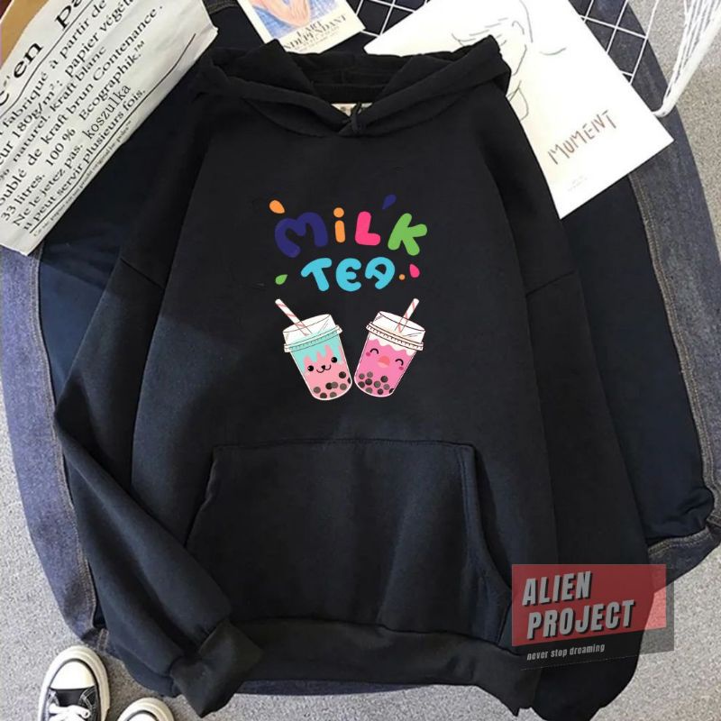 Alien Project Hoodie milk tea Hoodie cewek hoodie wanita hoodie perempuan