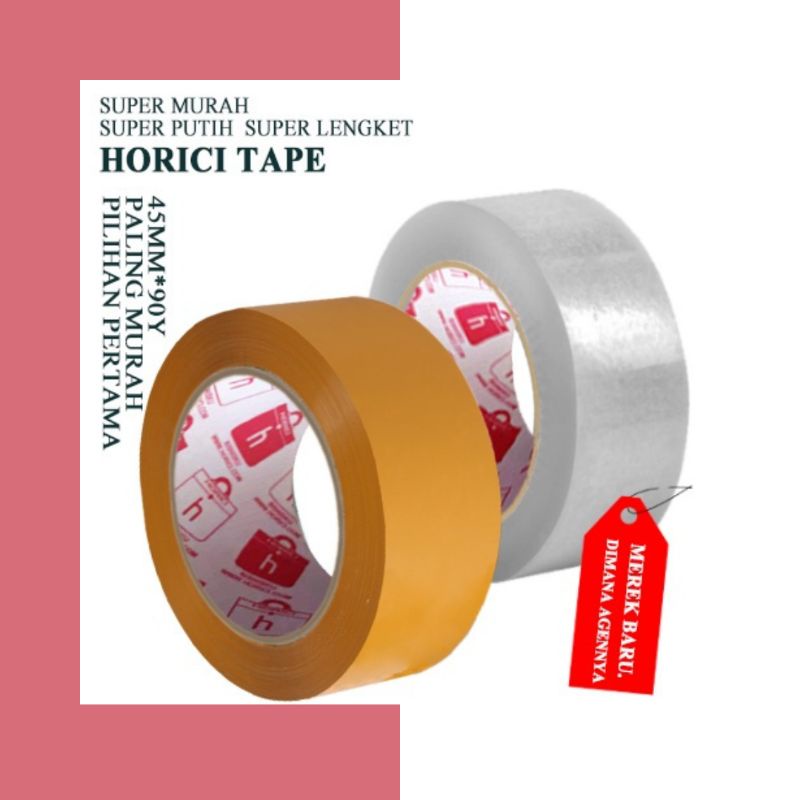 MURAH SUPER CLPER 45mmx90Y 45mmx50Y LAKBAN BENING DAN COKLAT HORICI TAPE ISOLASI