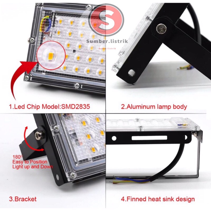 LAMPU SOROT / TEMBAK LED SLIM 50 WATT / 50W / SLIM LED FLOODLIGHT50 WATT AC 220V