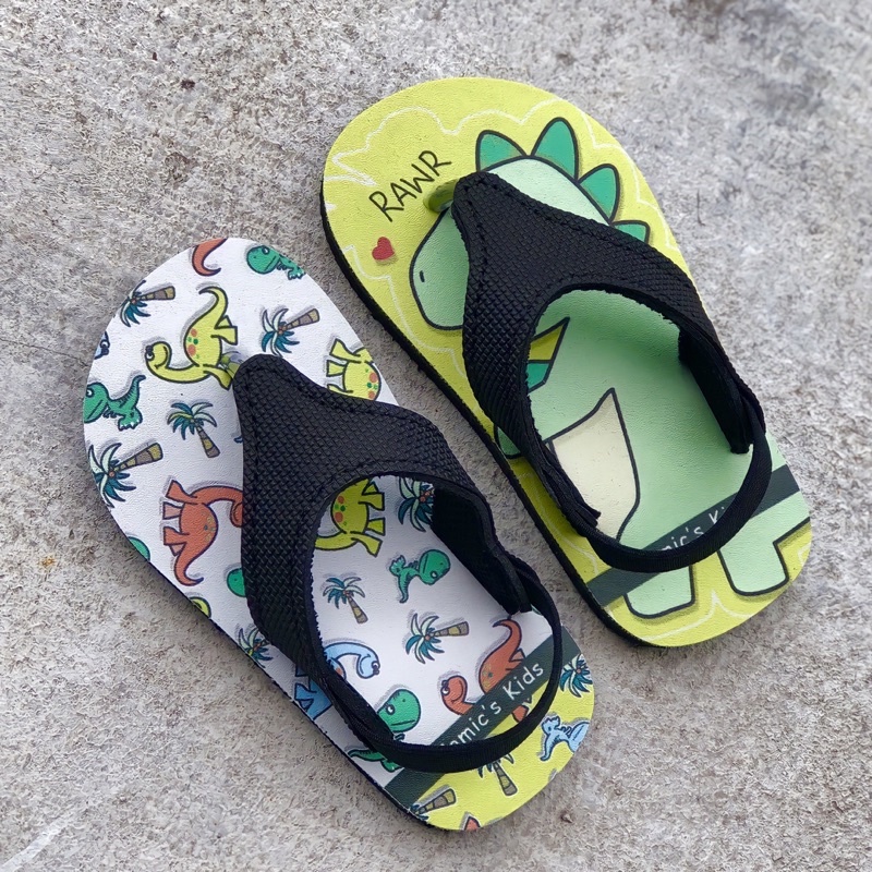 Sandal Jepit Anak Laki Laki Sendal Bayi Perempuan Dinosaurus Flip Flop Baby Kids Slippers Warna Hijau Anak 1 Tahun 2 Tahun COMICKIDS GREEN DINO