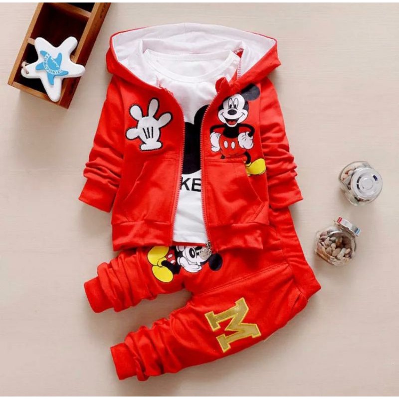 SETELAN ANAK 3 IN 1 MICKY MOUSE TERPOPULER/ATASAN ANAK/BAJU ANAK