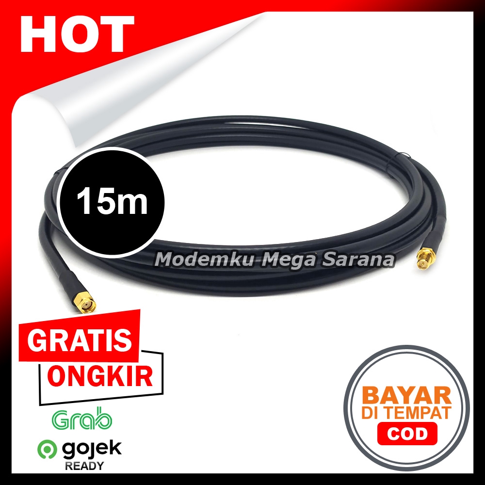 Kabel RG6 + Konektor untuk Antena Yagi panjang 15 meter