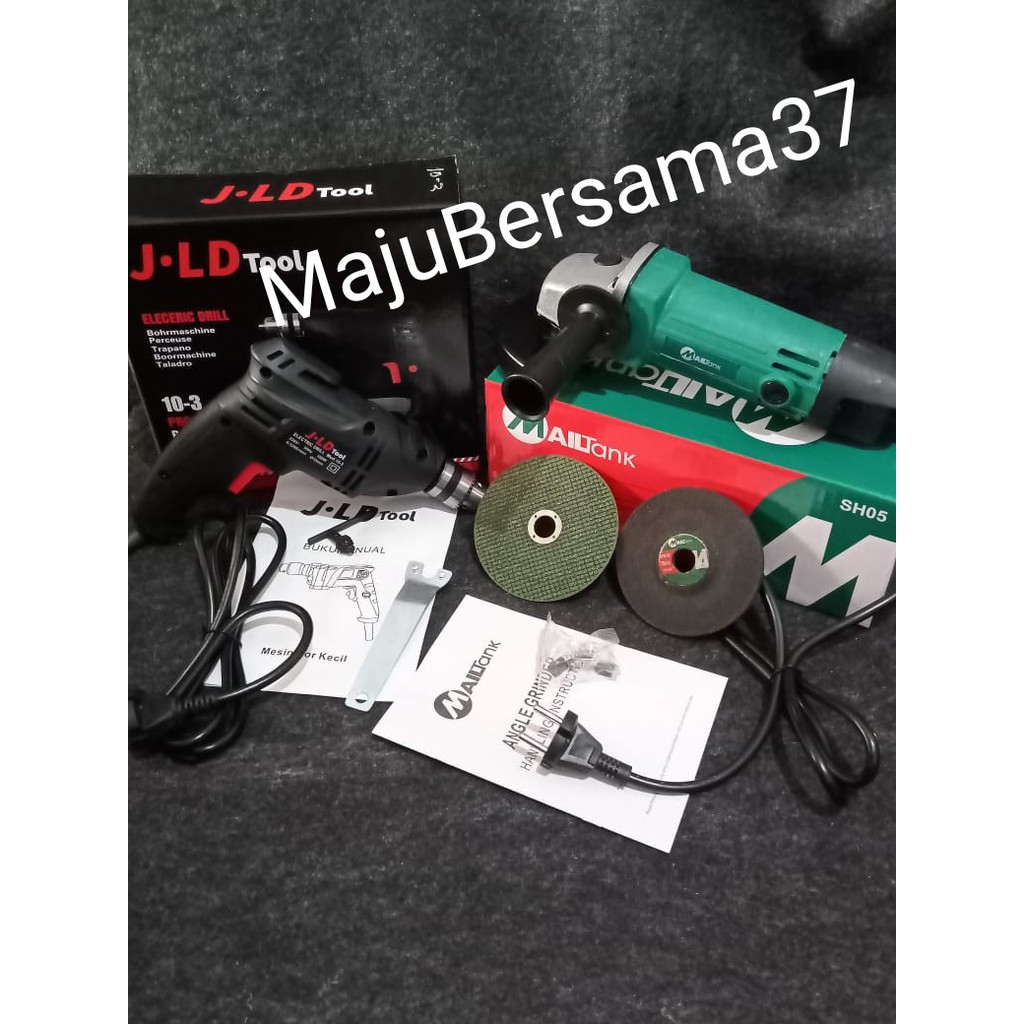 Paket mesin bor jld 10mm j10-3 mesin gurinda listrik 4in bor listrik dan gerinda tangan