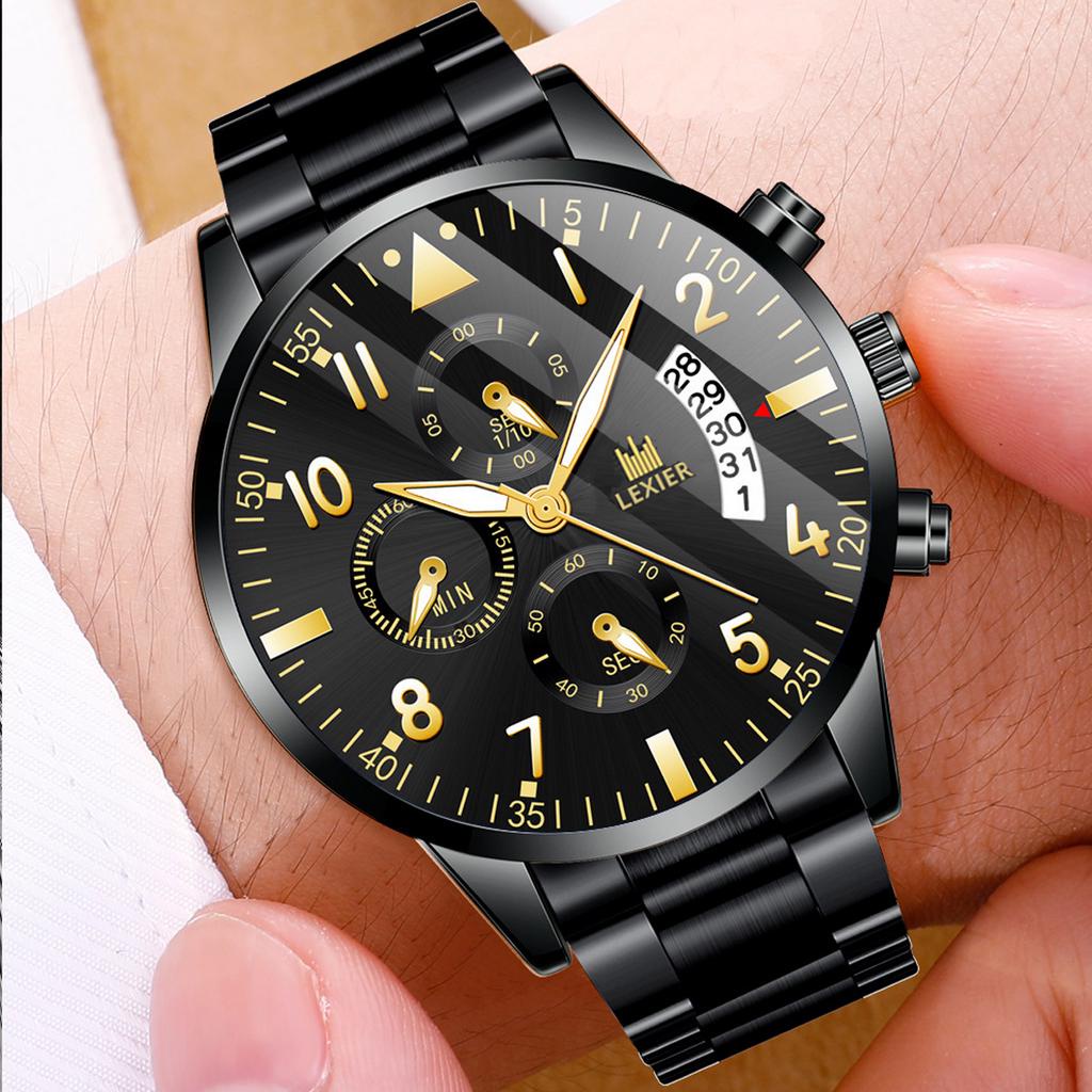 HARGA TERMURAH✅ Jam Tangan Pria Asli Analog Premium Original Lexier Mode Kelas Bisnis Kasual New Model Terbaru Fashion Impor Tahan Air Kalender Date Luminious Bercahaya Stainless Steel Anti Karat Aksesoris Arloji Men Watches Angka Cowok Keren -J32