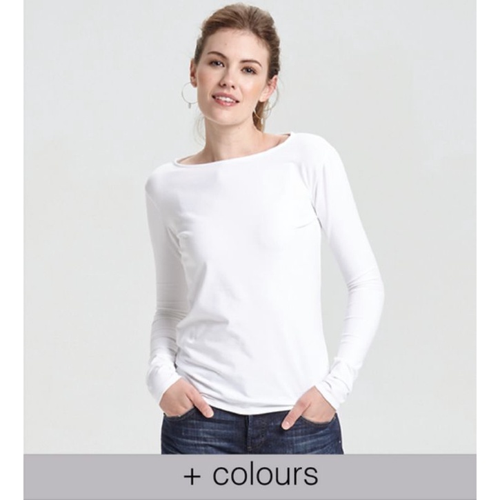 T-shirt Aeropostale Rib knit Boatneck Long sleeve atasan kaos branded wanita