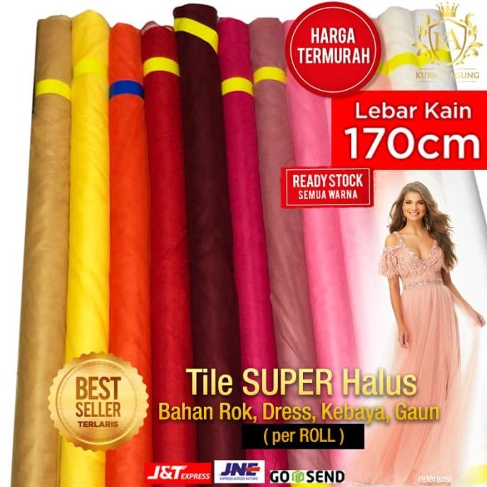 [[COD]] Kain Tile /Tulle/Tila Polos BAHAN ROK,DRESS,GAUN,KEBAYA perROLL MURAHH TERMURAH Kode 1396