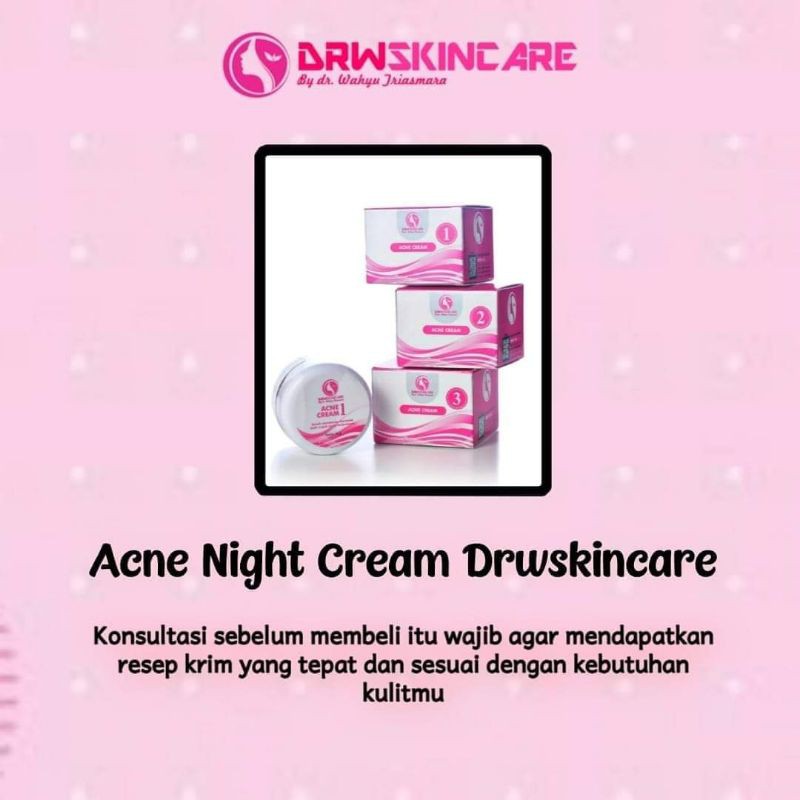 KRIM MALAM ACNE DRW SKINCARE ORIGINAL 100% BPOM / ACNE 123 CREAM NIGHT DRW SKINCARE BPOM