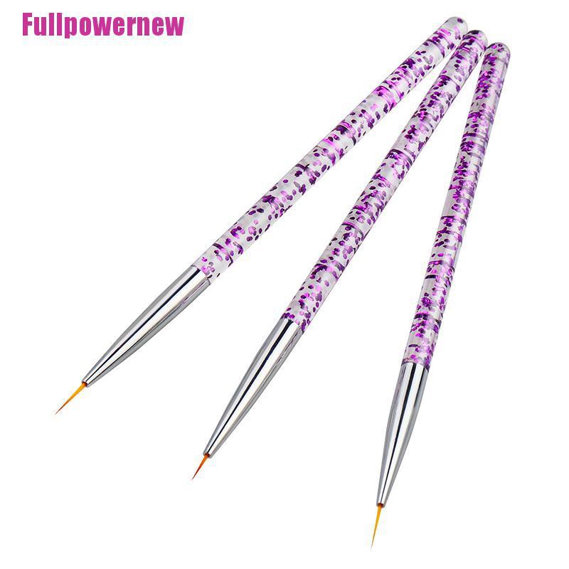 (Full) 3pcs / set Pen Brush Nail Art Uv Gel Akrilik