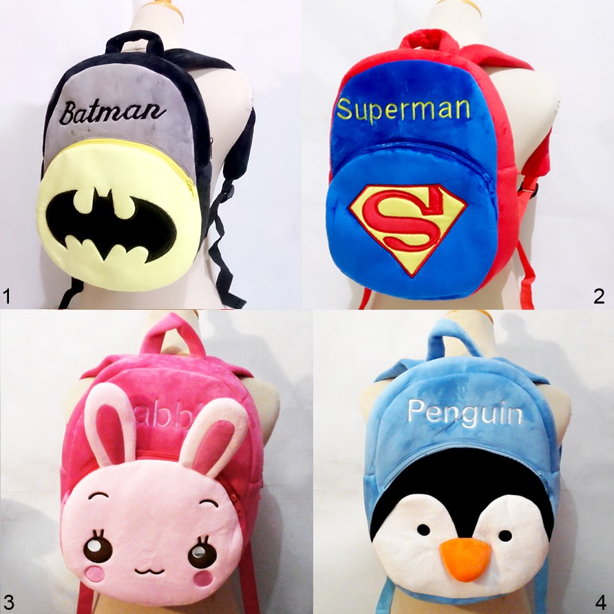 tas ransel boneka batman superman batman avangers ironman captain kapten amerika sekolah sd, paud tk