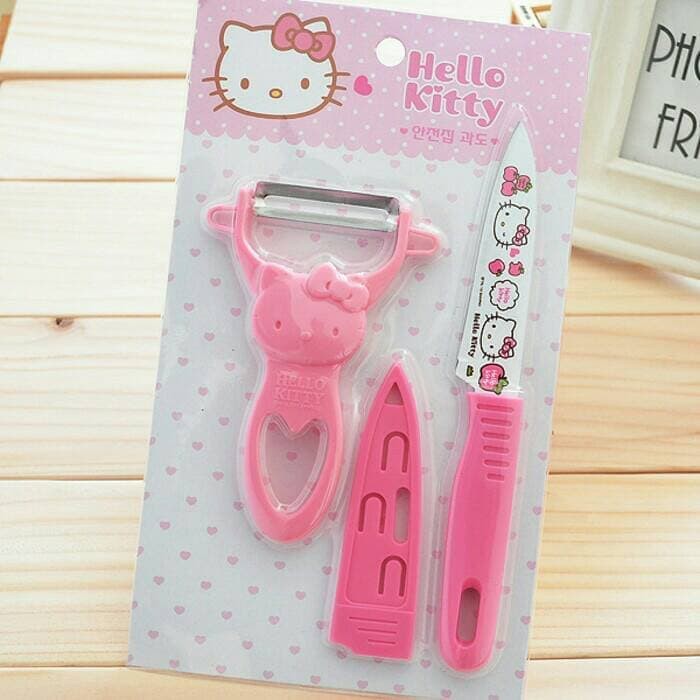 Pisau hello kitty &amp; Keramik Peeler Hello Kitty pisau buah Set