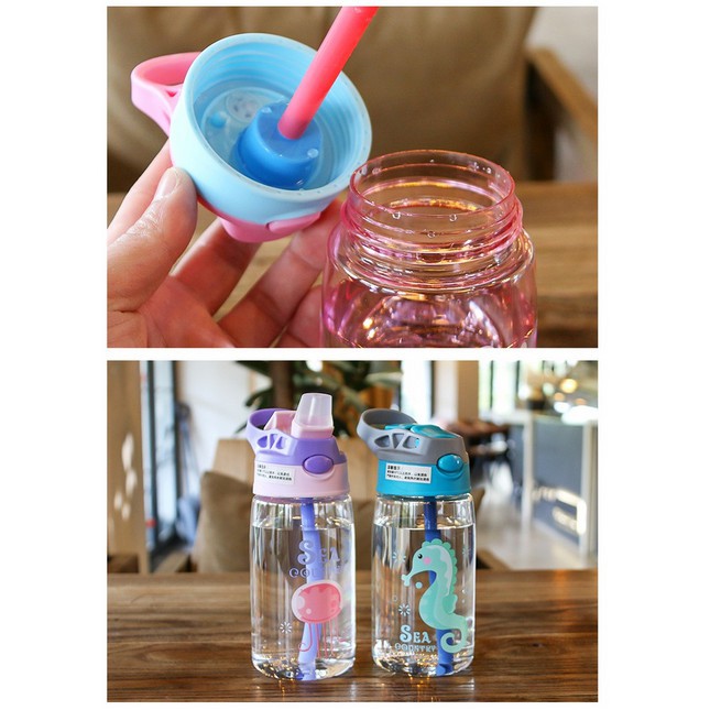 Botol Air Minum Anak Sedotan Motif Animal Sea Country 480ML - Botol Minum Animal Sea dengan Sedotan -  Botol Anak Animal - Botol Minum Animal Sea