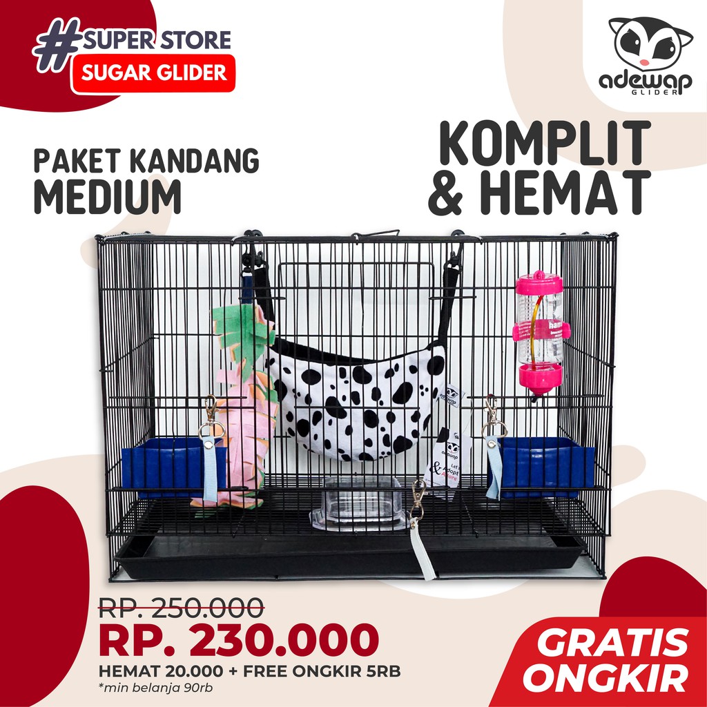 ADEWAP GLIDER Paket Hemat 8! Kandang Ukuran Medium Sugar Glider