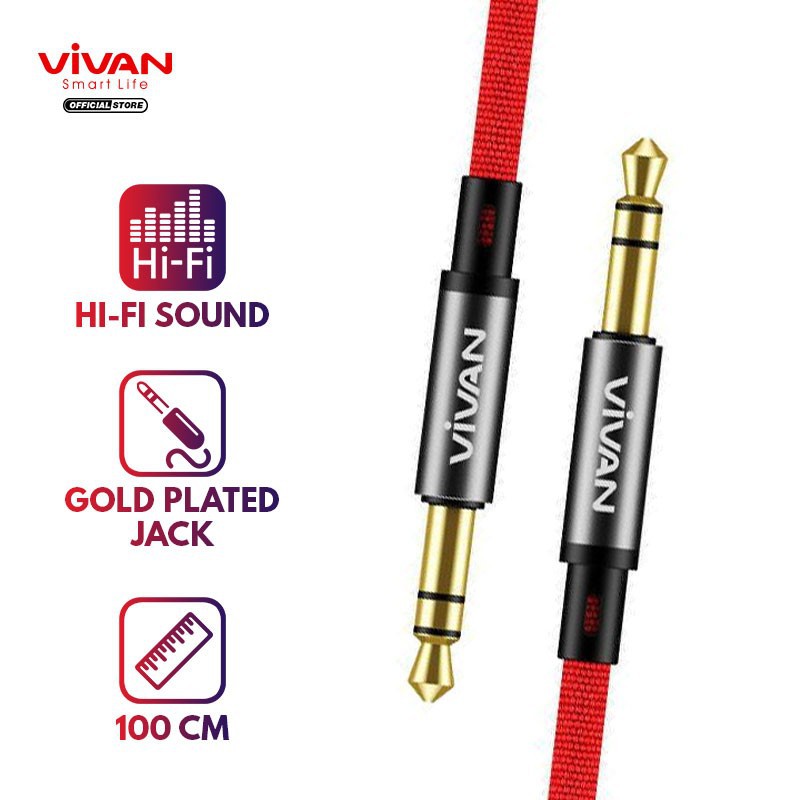 Kabel Audio AUX 3.5mm 100cm VIVAN AUX01 Garansi Resmi 1 Tahun