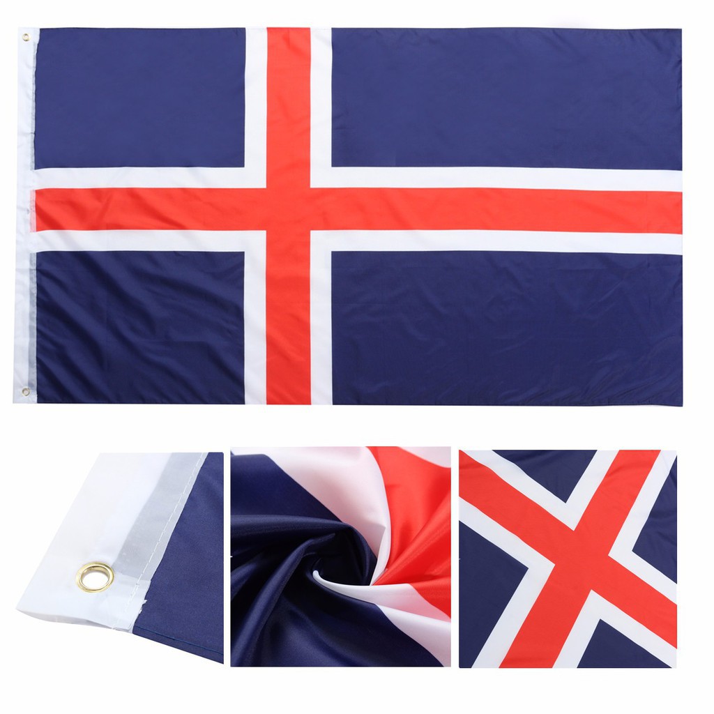 Wonderland Spanduk Bendera Nasional Islandia Ukuran Besar 3X5Ft