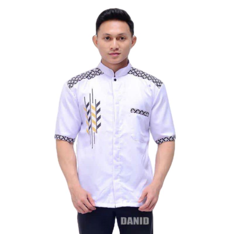 Baju Koko Bordir Pria Lengan pendek