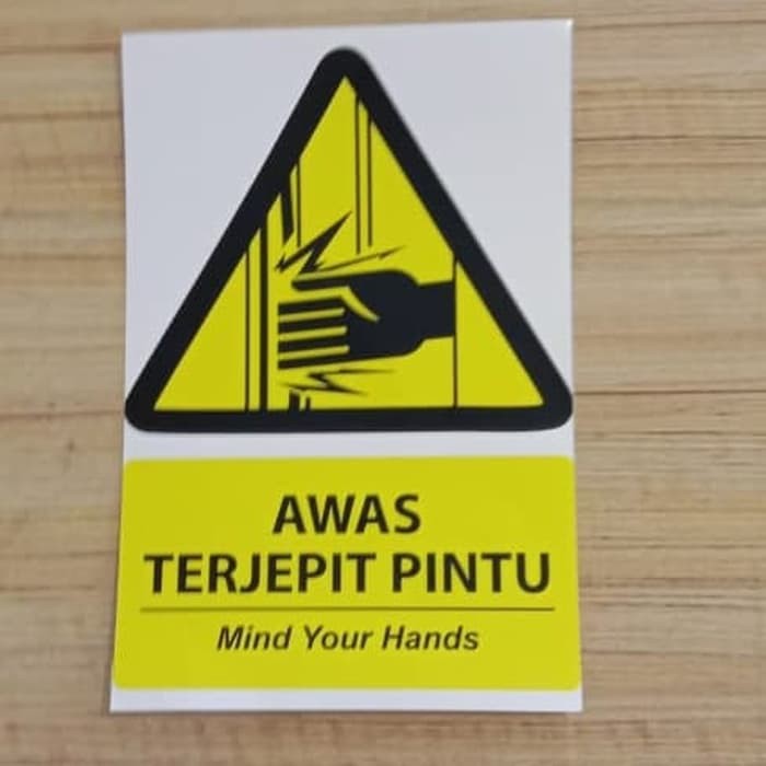 

stiker hati-hati tangan terjepit ukuran 20x20cm