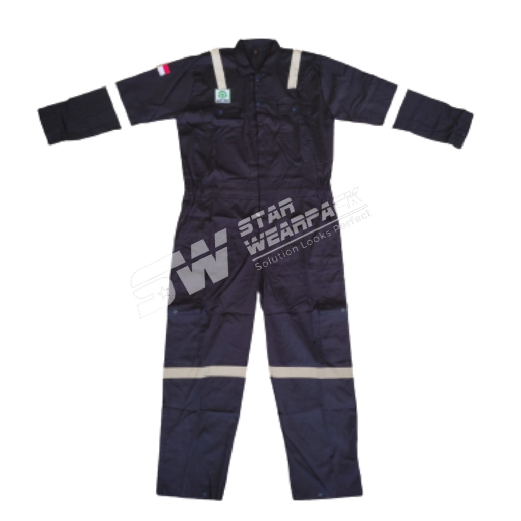 Star Wearpack - Baju Kerja Proyek Katelpak / Coverall Seragam Kerja Proyek/ Wearpack Terusan Warna Dongker/Merah/Oren