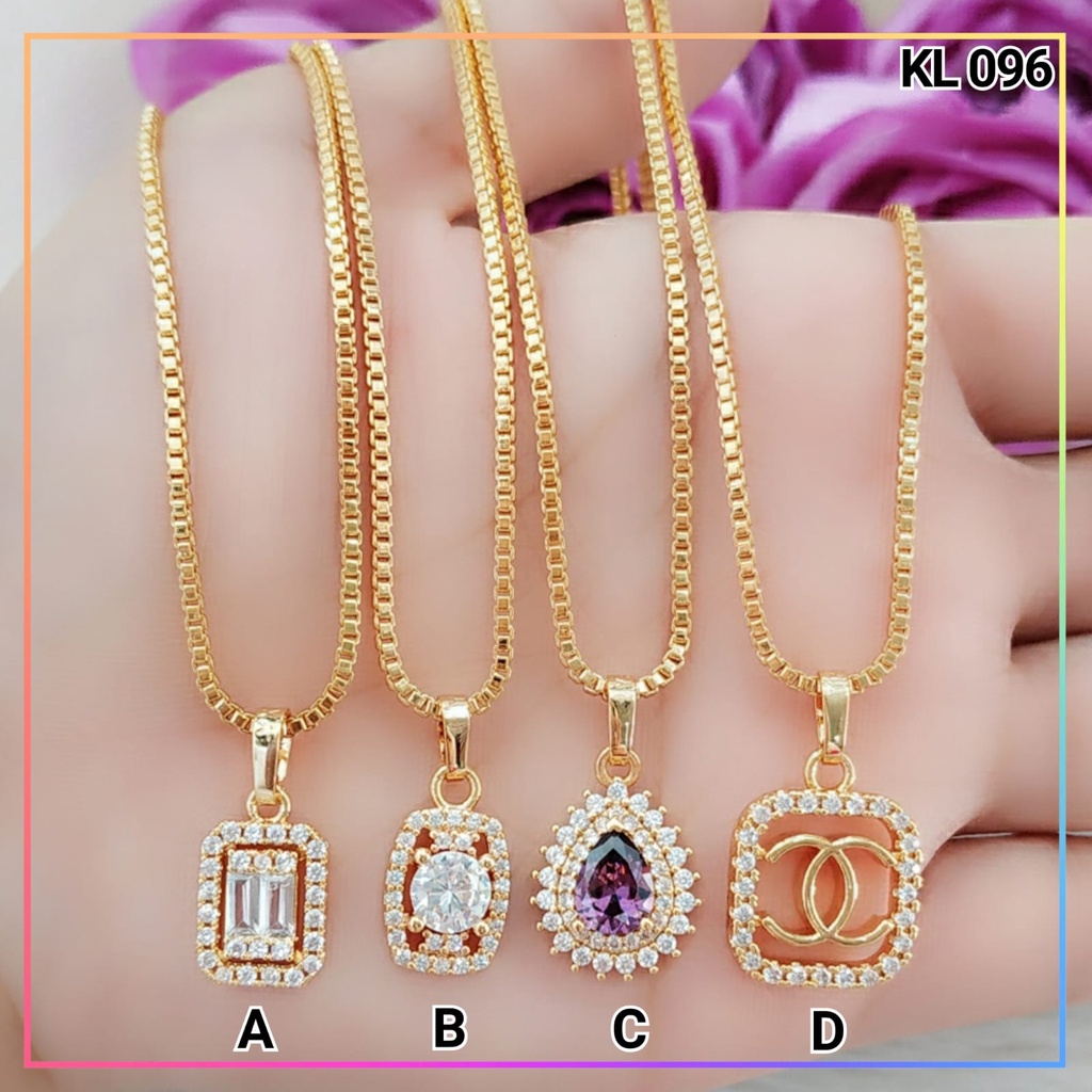 Kalung xuping kalung set liontin dewasa labu permata ungu rantai itali perhiasan wanita lapis emas gold KL 096